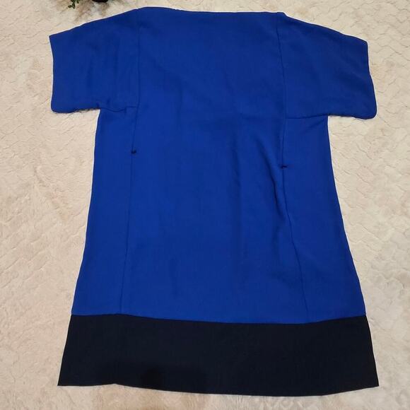 Tommy Hilfiger Blue Colorblock V-Neck Shift Dress, Size Large - Picture 6 of 7
